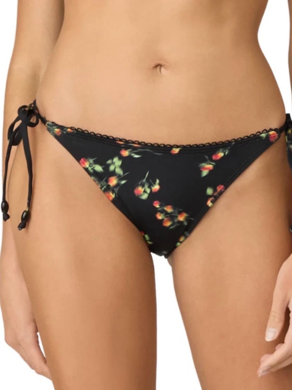 NWT Shoshanna ‘Blurred Floral String Tie-Side Bikini Bottoms’ in Black Size XS